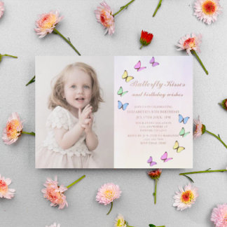 Bunte Schmetterlinge zum Geburtstag Folieneinladung