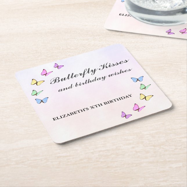Bunte Schmetterlinge zum Geburtstag Rechteckiger Pappuntersetzer (angewinkelt)