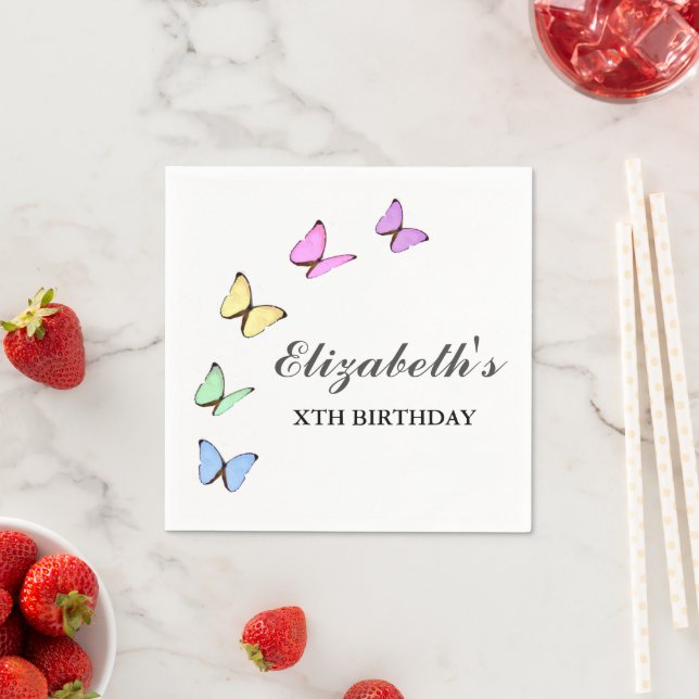 Bunte Schmetterlinge zum Geburtstag Serviette (Beispiel)