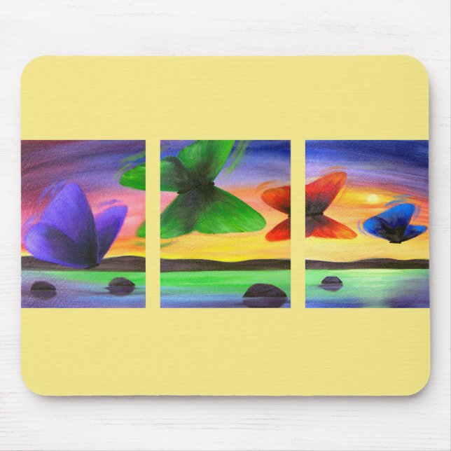 Bunte Schmetterlings-Malerei - multi Mousepad (Vorne)