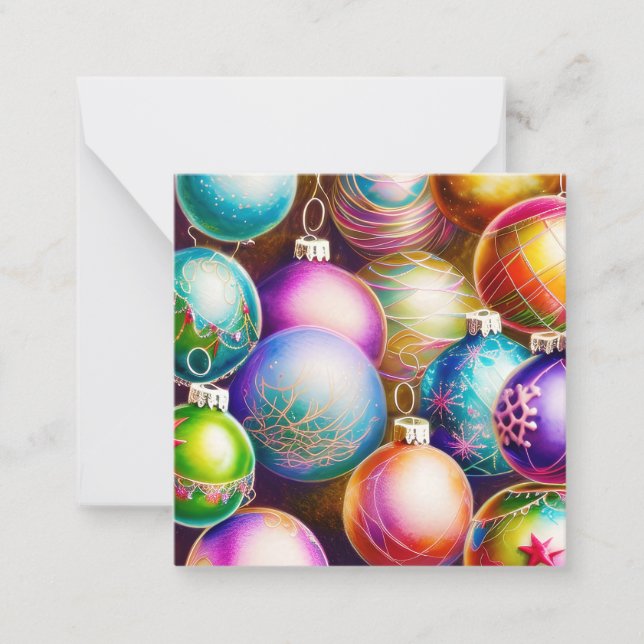 Bunte Schmuck Budget Mini Weihnachten Mitteilungskarte (Vorderseite)