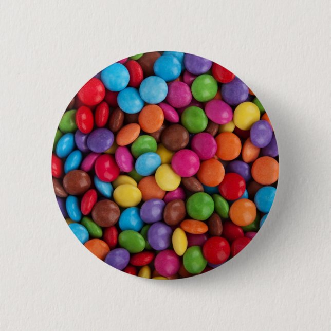 Bunte Schokoladen Süßigkeiten Button (Vorderseite)