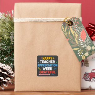 Bunte Schule Design mit Dank Quadratischer Aufkleber