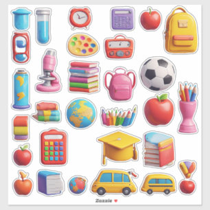 Bunte Schulmaterial-Sticker-Set für Schüler Aufkleber