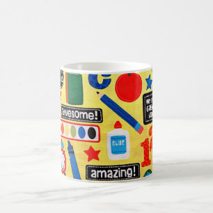 Bunte Schulmaterialien Lehrer Kaffeetasse