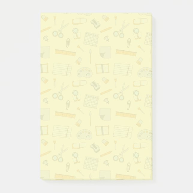 Bunte Schulmaterialien Muster Post-it Klebezettel (Vorderseite)