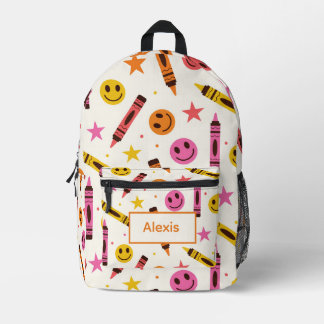 Bunte Schulstifte mit glücklichen Gesichtern indiv Bedruckter Rucksack