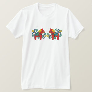 Bunte Schwede Dala Pferdezwillinge T-Shirt