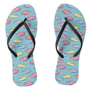 Bunte schwimmende glückliche Fische Flip Flops