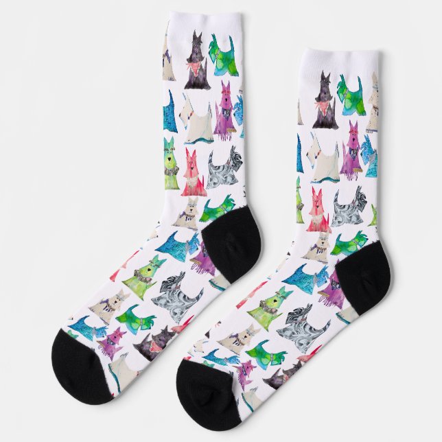 Bunte Scottie-Socken Socken (Linkes Detail)