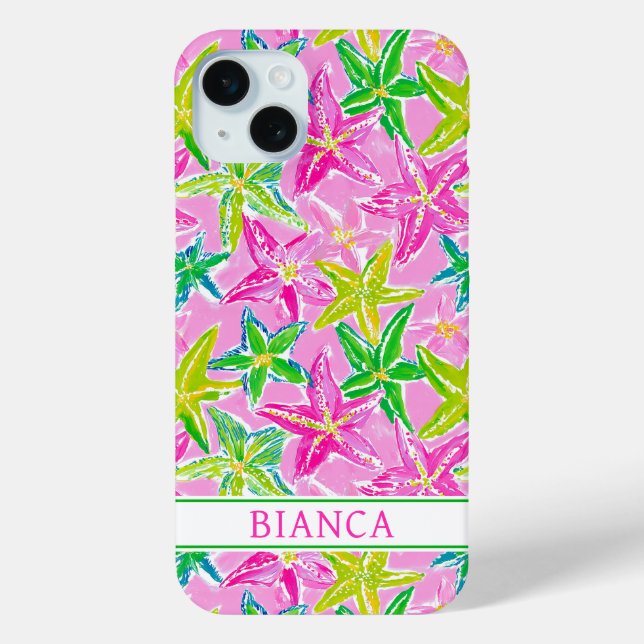 Bunte Seesterne mit Monogramm Case-Mate iPhone Hülle (Rückseite)