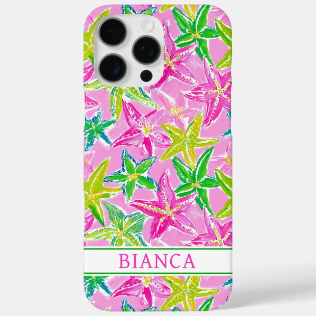 Bunte Seesterne Monogrammiert Case-Mate iPhone Hülle (Rückseite)