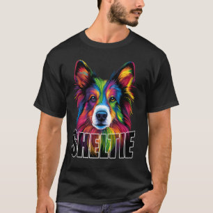 Bunte Sheltie-Hund-Gesicht Shetland Sheepdog Männe T-Shirt