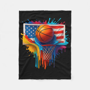 Bunte Sketll Tie Dye Farbspritzer Flagge USA  Fleecedecke