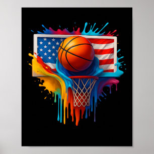 Bunte Sketll-Tie-Dye-Farbspritzer-Flagge USA Poster