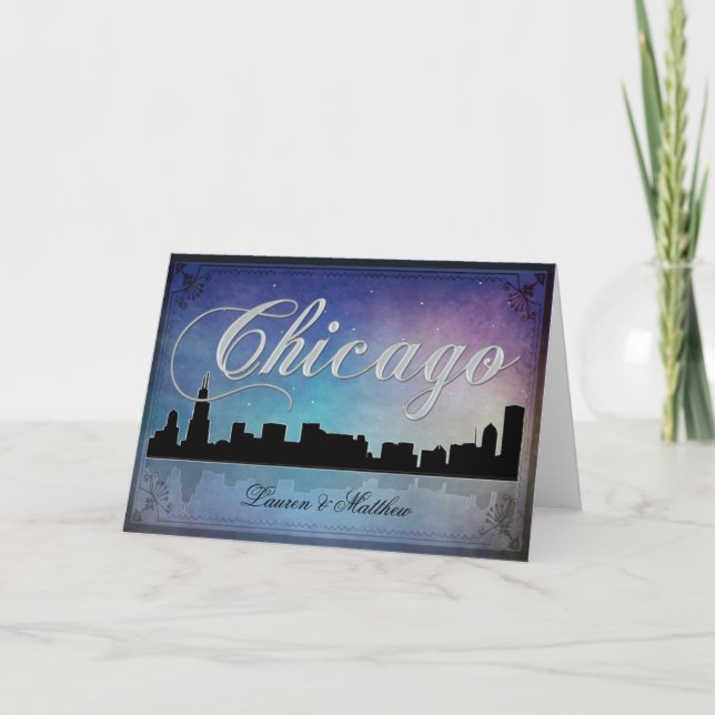 Bunte Skyline Chicagos Illinois Karte (Vorderseite)