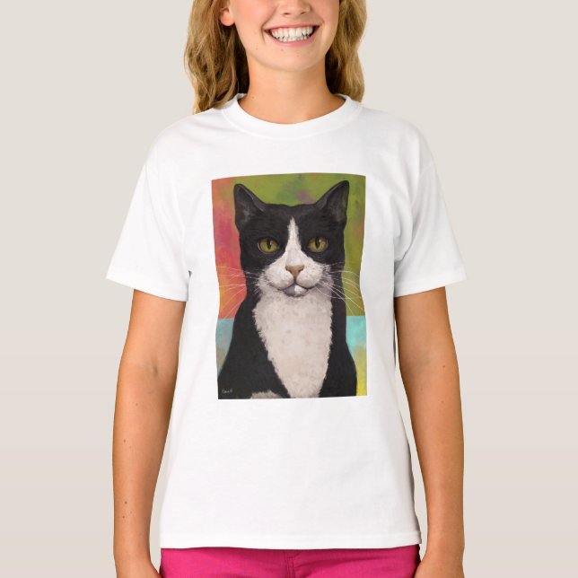 Bunte Smokings-Katze T-Shirt (Vorderseite)
