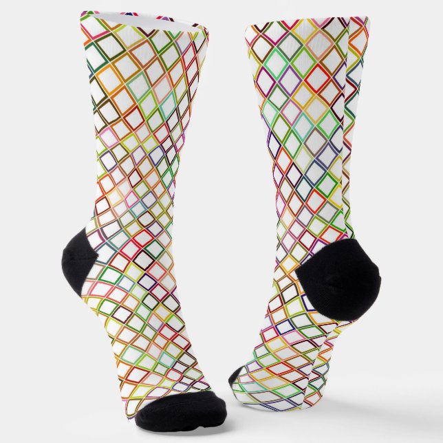 Bunte Socken mit einem lebendigen Diamantmuster (Gewinkelt)