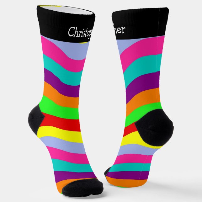 Bunte Socken mit welligen Streifen Design (Gewinkelt)