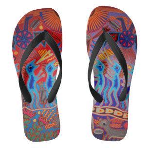 Bunte sommerliche mexikanische Huichol Flip Flops