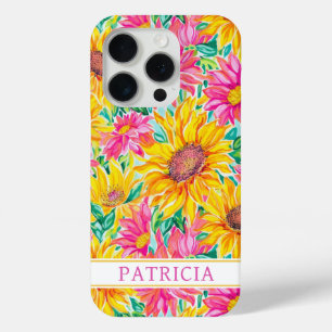 Bunte Sonnenblumen-Malerei monogrammiert Case-Mate iPhone Hülle
