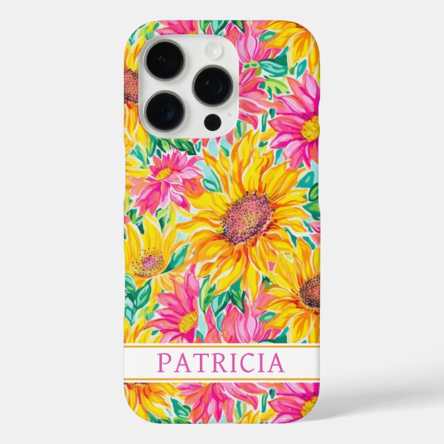 Bunte Sonnenblumen-Malerei monogrammiert Case-Mate iPhone Hülle (Rückseite)
