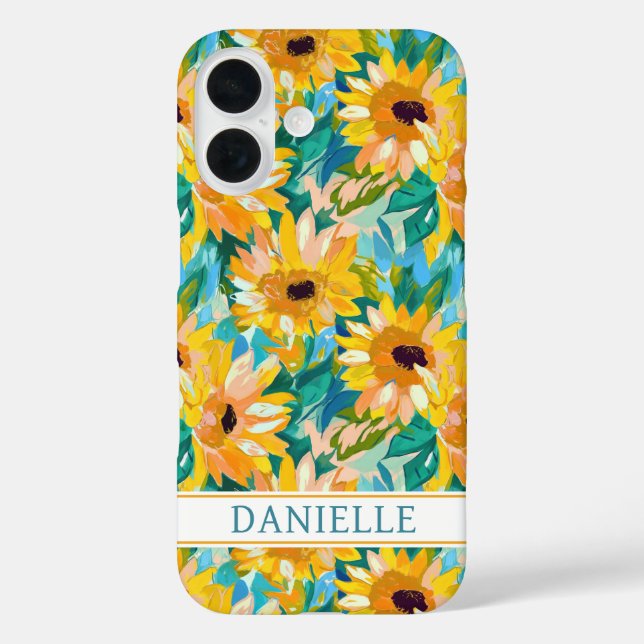 Bunte Sonnenblumen-Malerei monogrammiert Case-Mate iPhone Hülle (Rückseite)
