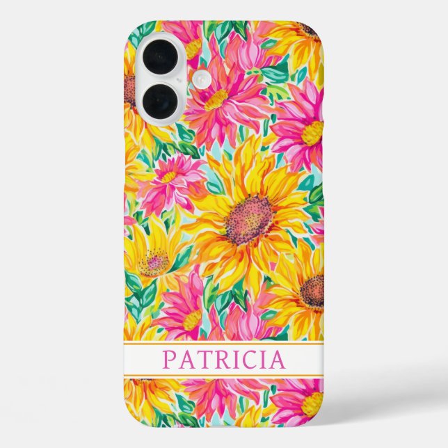 Bunte Sonnenblumen-Malerei monogrammiert Case-Mate iPhone Hülle (Rückseite)