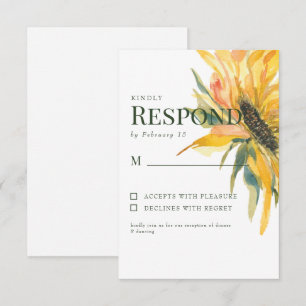 Bunte Sonnenblumen-Stiel-Hochzeits-RSVP RSVP Karte