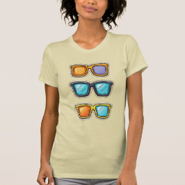 Bunte Sonnenbrille Trio Retro-Modedesign T-Shirt