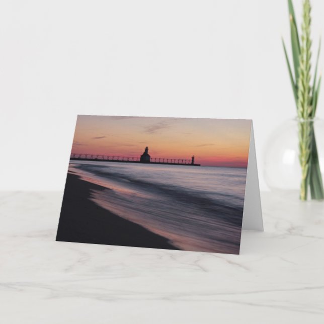 Bunte Sonnenuntergang-Michigansee-Gruß-Karte Karte (Vorderseite)