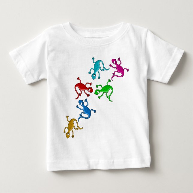 Bunte, spielerische Eidechsen Baby T-shirt (Vorderseite)