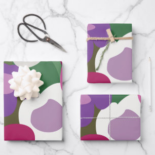 Bunte Spinnwort-Blumen Floral Geschenkpapier Set
