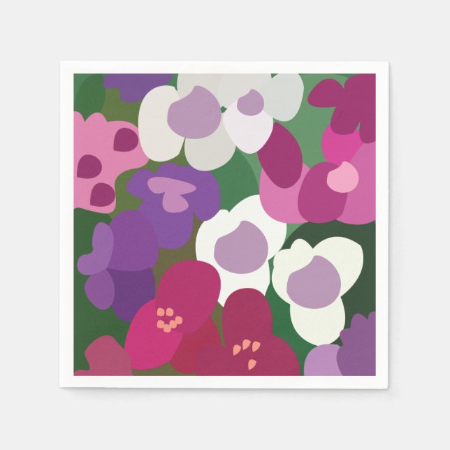 Bunte Spinnwort-Blumen Florale Party Serviette (Vorderseite)
