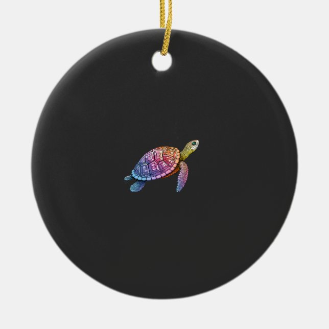 Bunte Splash-Ost-Dosenschildkröte (3) Keramik Ornament (Vorne)