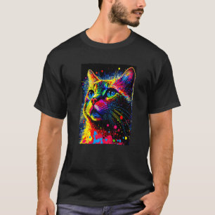 Bunte Splatter-Paint-Katze - Premium im Stil der 8 T-Shirt