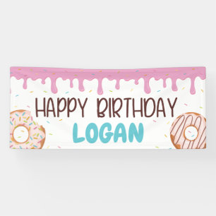 Bunte Sprinklen Donut Happy Birthday Banner