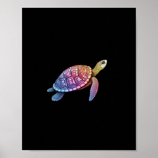 Bunte Spritzige Östliche Dosenschildkröte (3) Poster (Vorne)
