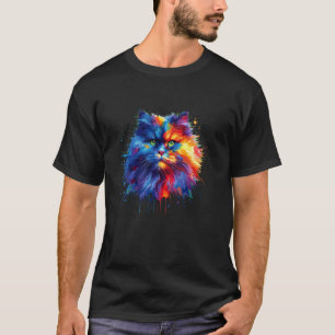 Bunte Spritzkunst Britisch Langhaar Katze Highland T-Shirt