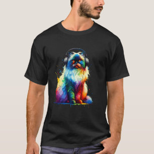 Bunte Spritzkunst Kopfhörer Himalaya-Katze Persi T-Shirt