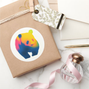 Bunte Sprühfarbe Panda Silhouette Aufkleber