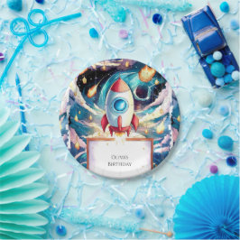 Bunte Stars Rocket Geburtstag Pappteller