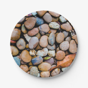 Bunte Stein-Felsen-Kiesel Pappteller