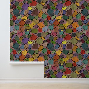 Bunte Steine im Mid-Century-Modern-Stil Tapete