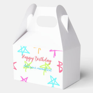 Bunte Sterne frohen Geburtstag Name Text einfach Geschenkschachtel