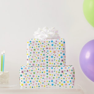 Bunte Sterne Kindergeburtstag Geschenkpapier