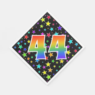 Bunte Sterne + Regenbogen-Muster "44" Ereignis # Serviette
