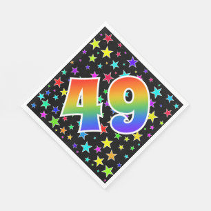 Bunte Sterne + Regenbogen-Muster "49" Ereignis # Serviette