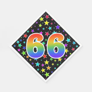 Bunte Sterne + Regenbogen-Muster "66" Ereignis # Serviette