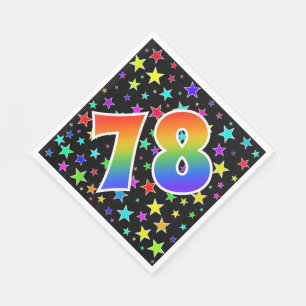 Bunte Sterne + Regenbogen-Muster "78" Ereignis # Serviette